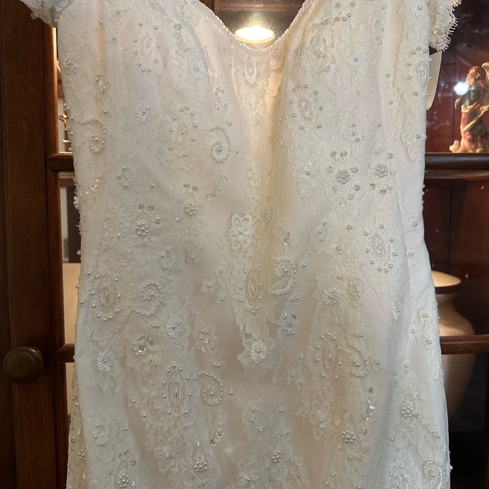 MORILEE Hand Beaded Short Sleeved Long Luxurious Wedding Gown SZ 6 $1000 MSRP - Picture 12 of 16
